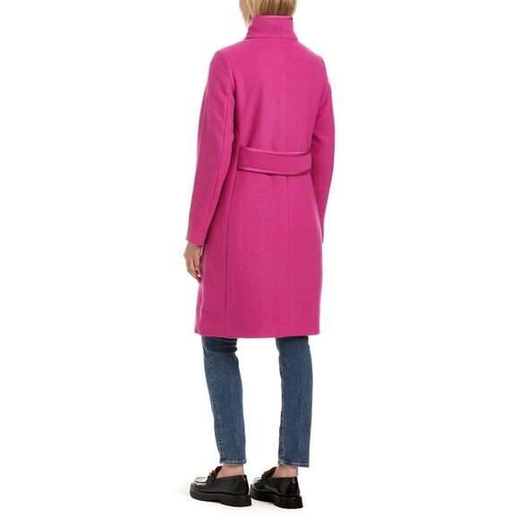 🆕KATE SPADE Satin Trim Stand Collar Wool Blend Coat Pink Medium 8-10 - Picture 2 of 10